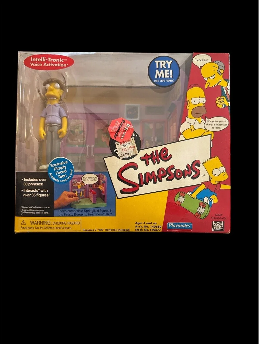 Playmates The Simpsons Krusty Burger Interactive Toy Pimply Faced Teen Boxed